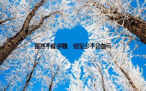 虽然不能多赚, 但至少不会血亏