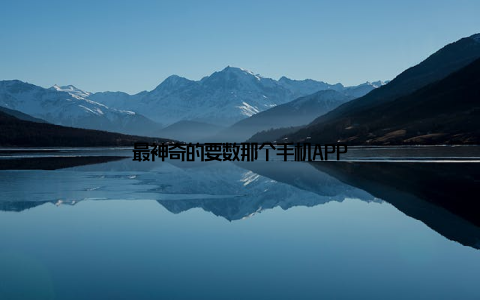 最神奇的要数那个手机APP